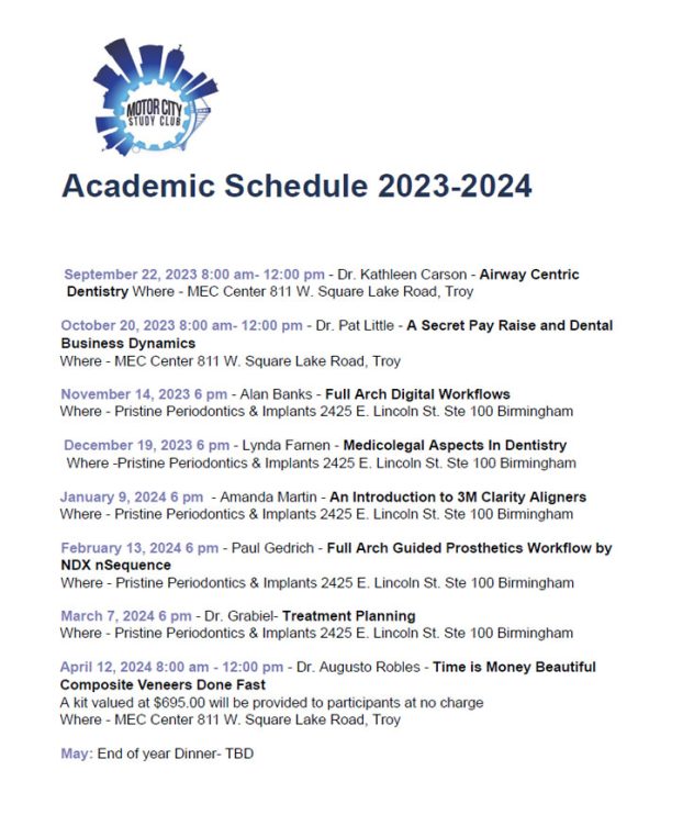 Academic-schedule-2023-2024 - Pristine Periodontics And Implants